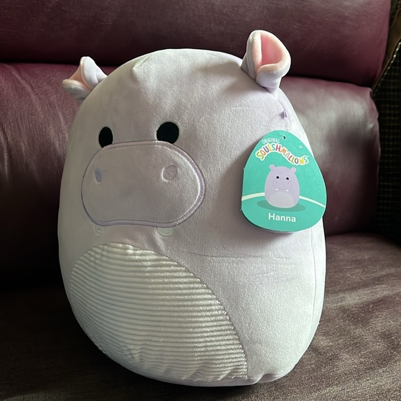 Squishmallows Peluche 20 Cm, Hanna The Purple Hippo, Personaggio Ufficiale Kelly Toys, Morbido E Collezionabile